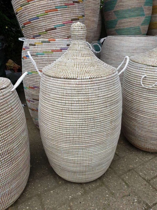 Panier à linge aux fibres végétales du Sénégal (Taille : S-M-L-XL)